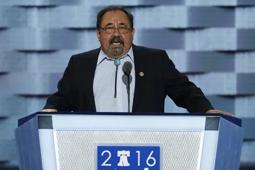 Rep. Raul Grijalva, D-Ariz., speaks during the first day of the Democratic National Convention in Philadelphia, July 25, 2016. (AP Photo/J. Scott Applewhite, File)