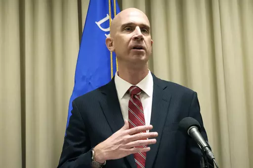 U.S. Attorney Todd W. Gee for the Southern District of Mississippi, addresses a reporter's question at a news conference, Wednesday, Nov. 8, 2023, in Jackson, Miss. Approximately 40 people with connections to multiple states and Mexico were arrested Tuesday, Jan 23, 2024, after a four-year federal investigation uncovered multiple drug trafficking operations throughout East Mississippi, federal prosecutors announced. (AP Photo/Rogelio V. Solis, File)