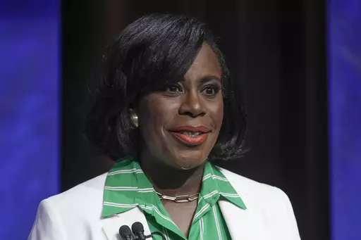 Philadelphia mayoral candidate Cherelle Parker takes part in a Democratic primary debate at the WPVI-TV studio in Philadelphia, April 25, 2023. A Democratic primary on Tuesday, May 16, that will likely determine who becomes Philadelphia’s next mayor could boost a progressive cause struggling to make a comeback after national setbacks, but with no clear front-runner it's just as likely to fortify the city's existing Democratic machine. (AP Photo/Matt Rourke, File)