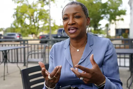 Vangela M. Wade, president and chief executive officer of Mississippi Center for Justice speaks about the center's project on Oct. 14, 2021, in Madison, Miss. Wade criticized a federal appeals court ruling on Wednesday, Aug. 24, 2022, that will continue to block voting rights for people convicted of some felonies in Mississippi. (AP Photo/Rogelio V. Solis, File)