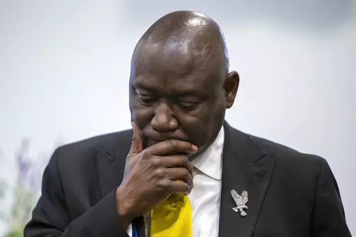 Civil rights attorney Ben Crump takes part in a press conference at the Renaissance Church of God in Christ Family Life Center in Grand Rapids, Mich. on Thursday, April 14, 2022. Crump is representing the family of Patrick Lyoya, who was shot and killed by a Grand Rapids Police Department officer on April 4. (Cory Morse/The Grand Rapids Press via AP)
