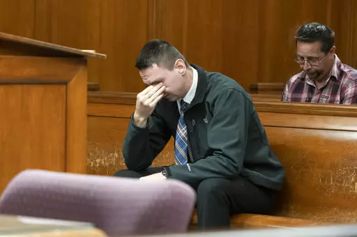 Paul Bellar awaits the verdict in his trial before Jackson County Circuit Court Judge Thomas Wilson on Wednesday, Oct. 26, 2022, at the Jackson County Courthouse in Jackson, Mich.  Bellar, Joseph Morrison and Pete Musico are accused of being involved in a plot to kidnap Michigan Gov. Gretchen Whitmer. The three were found guilty of one felony count each of gang membership, providing material support for terrorist acts and felony firearms. (J. Scott Park/Jackson Citizen Patriot via AP, Pool)