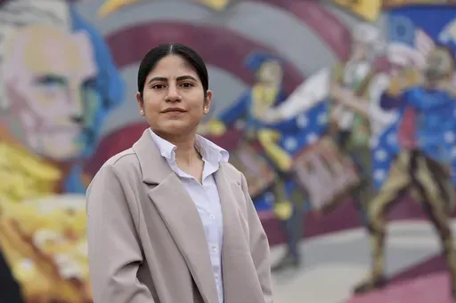 Michel Bérrios, originally from Nicaragua, is interviewed in Tracy, Calif., Dec. 18, 2024. (AP Photo/Jeff Chiu)