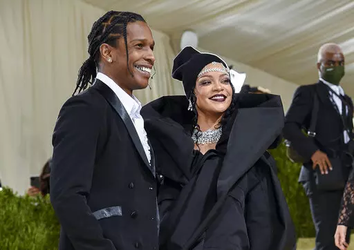 A$AP Rocky, left, and Rihanna attend The Metropolitan Museum of Art's Costume Institute benefit gala celebrating the opening of the "In America: A Lexicon of Fashion" exhibition in New York on Sept. 13, 2021. (Photo by Evan Agostini/Invision/AP, File)