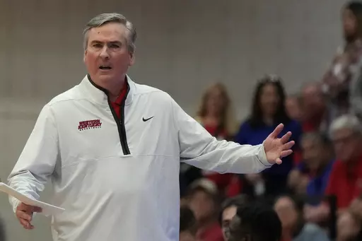 Western Kentucky head coach Rick Stansbury reacts to a referee's call during the second half of an NCAA college basketball game against Florida Atlantic, Jan. 28, 2023, in Boca Raton, Fla. Stansbury has resigned after seven seasons as Western Kentucky’s head coach and cited a need to focus on his health and family. (AP Photo/Rebecca Blackwell, File)
