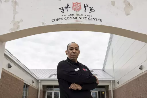 This image provided by The Chronicle of Philanthropy shows Jeff Koonce, member service coordinator at the Ray and Joan Kroc Corps Community Center in Biloxi, Miss., in Feb. 2023. Koonce said he loves the reaction of former residents when they return to the low-income neighborhood and see the gleaming, 52,000 square-foot, state-of-the art recreation palace. (Christiana Botic/The Chronicle of Philanthropy via AP)