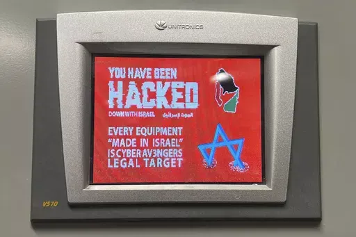 This photo provided by the Municipal Water Authority of Aliquippa shows the screen of a Unitronics device that was hacked in Aliquippa, Pa., Saturday, Nov. 25, 2023. Cyberattacks against water utilities across the country are becoming more frequent and more severe, the Environmental Protection Agency warned Monday, May 20, 2024, as it issued an enforcement alert urging water systems to take immediate actions to protect the nation's drinking water from electronic threats. (Municipal Water Authori