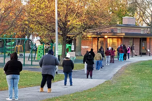 Voters wait in line outside a pavilion at Center Street Park shortly before the polling site opened on Election Day, Nov. 3, 2020, in Milwaukee. An audio recording of a strategy meeting obtained Thursday, Feb. 2, 2023, by The Associated Press shows, that the leaders of then-President Donald Trump's reelection campaign in battleground Wisconsin conceded privately the day after the 2020 election that he had lost, praising Democratic turnout efforts and focusing instead on spreading the lie that De