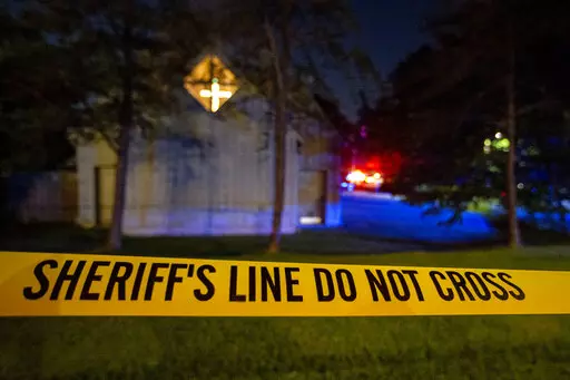CORRECTS NAME OF CHURCH - Police barricade off the area after a shooting at the Saint Stephen’s Episcopal Church on Thursday, June 16, 2022 in Vestavia, Ala. (AP Photo/Butch Dill)