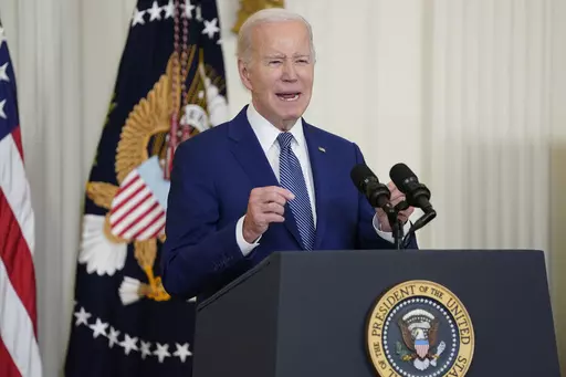 President Joe Biden speaks during an event about high speed internet infrastructure, in the East Room of the White House, Monday, June 26, 2023, in Washington. (AP Photo/Evan Vucci)
