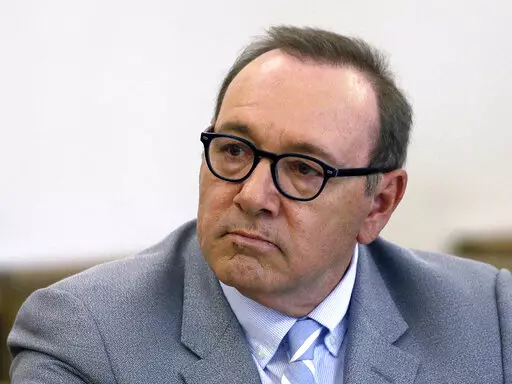 Actor Kevin Spacey attends a pretrial hearing on Monday, June 3, 2019, at district court in Nantucket, Mass. British police say actor Kevin Spacey is expected to appear in a court in London this week after he was charged with sexual offenses against three men. Spacey, 62, is accused of four counts of sexual assault and one count of causing a person to engage in penetrative sexual activity without consent. (AP Photo/Steven Senne)