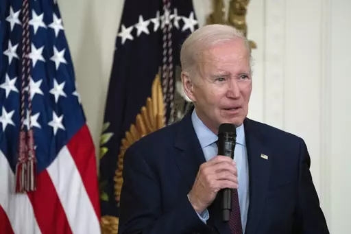 President Joe Biden speaks during the celebration of Jewish American Heritage Month in the East Room of the White House, Tuesday, May 16, 2023, in Washington. (AP Photo/Manuel Balce Ceneta)