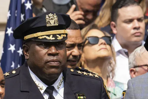 NYPD Chief Jeffrey Maddrey attends a news conference outside New York City Police Department 40th Precinct, July 17, 2023, in New York. (AP Photo/Jeenah Moon, File)