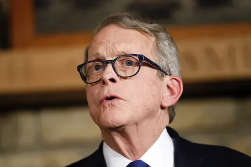 Mike DeWine speaks, Jan. 14, 2019, in Cedarville, Ohio. (AP Photo/John Minchillo, Pool, File)