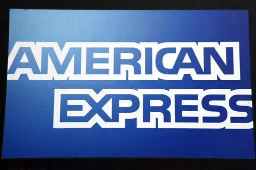 This Jan. 21, 2015, file photo, shows a sign for American Express outside a New York business. American Express launched its own checking account product on Tuesday, Feb. 8, 2022, a product that will allow its customers to accrue its popular Membership Rewards points the same way they do on its credit and charge cards.    (AP Photo/Mark Lennihan, File)