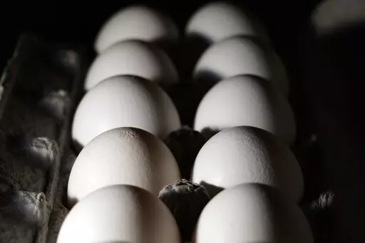 A carton of eggs are seen, Tuesday, July 12, 2022, in Marple Township, Pa. On Friday, Feb. 10, 2023, The Associated Press reported on stories circulating online incorrectly claiming a protein naturally found in egg yolks protects against COVID-19 in humans, which is why there is an egg shortage. (AP Photo/Matt Slocum, File)