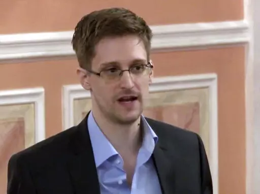 In this image made from video and released by WikiLeaks, former National Security Agency systems analyst Edward Snowden speaks in Moscow, Oct. 11, 2013. President Vladimir Putin has granted Russian citizenship to former U.S. security contractor Edward Snowden, according to a decree signed by the Russian leader on Monday Sept. 26, 2022.  (AP Photo, File)