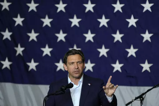 Republican presidential candidate Florida Gov. Ron DeSantis speaks during a fundraising event for Rep. Ashley Hinson, R-Iowa, Aug. 6, 2023, in Cedar Rapids, Iowa. DeSantis is dismissing concerns about his latest staffing shakeup as he returns to Iowa in the midst of a weekslong campaign reset. (AP Photo/Charlie Neibergall, File)