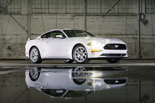 This photo provided by Ford, shows the 2022 Ford Mustang, an iconic pony car that has a few V8 engines to choose from. (Courtesy of Ford Motor Co. via AP)