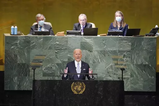 President Joe Biden addresses to the 77th session of the United Nations General Assembly, Wednesday, Sept. 21, 2022, at U.N. headquarters. (AP Photo/Mary Altaffer)