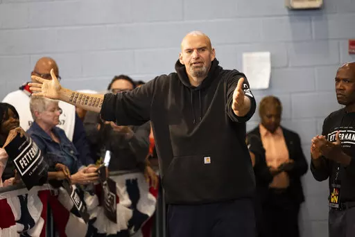 FILE—Pennsylvania Lt. Gov. John Fetterman, a Democratic candidate for U.S. Senate, meets with supporters as he leaves his event in Philadelphia, in this file photo from Sept. 24, 2022. Black voters are at the center of an increasingly competitive battle in a race that could tilt control of the Senate between Fetterman and Republican Mehmet Oz, as Democrats try to harness outrage over the Supreme Court's abortion decision and Republicans tap the national playbook to focus on rising crime in cit