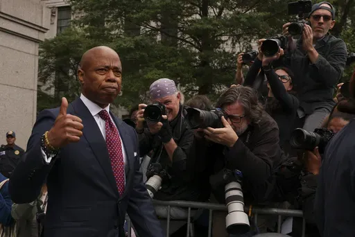 New York City mayor Eric Adams departs Manhattan federal court after an appearance, Friday, Sept. 27, 2024, in New York. (AP Photo/Yuki Iwamura, File)