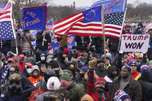 Rioters are seen at the U.S. Capitol on Jan. 6, 2021, in Washington. Judges overseeing the cases against the rioters are using their platform to try to combat distortions about the attack that have been promoted by Donald Trump and his allies. Judges appointed by presidents from both political parties have described the riot as an affront to democracy and admonished defendants for casting themselves as the victims of politically motivated prosecutions. (AP Photo/John Minchillo, File)