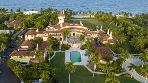 An aerial view of former President Donald Trump's Mar-a-Lago estate is seen, Aug. 10, 2022, in Palm Beach, Fla. Lawyers for Donald Trump were in court Friday, Dec. 9, for sealed arguments as part of the ongoing investigation into the presence of classified information at the former president's Florida estate. (AP Photo/Steve Helber, File)