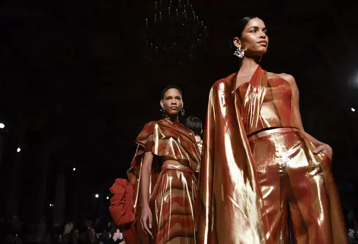 Models walks the runway during the Christian Siriano Fall/Winter 2024 fashion show at The Plaza Hotel during New York Fashion Week on Thursday, Feb. 8, 2024, in New York. (Photo by Evan Agostini/Invision/AP)