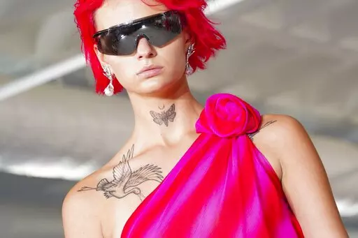 Fashion from the Prabal Gurung Spring Summer 2023 collection is modeled during Fashion Week, Saturday Sept. 10, 2022 in New York. (AP Photo/Bebeto Matthews)