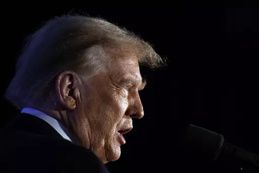 Republican presidential candidate former President Donald Trump speaks at a campaign event in Portsmouth, N.H., Jan. 17, 2024. Trump used his social media platform Friday, Jan. 19, to mock Republican presidential candidate former UN Ambassador Nikki Haley with a racist nickname. The attack comes four days before the New Hampshire primary, in which Haley is trying to establish herself as the only viable Trump alternative in Republicans' 2024 nominating contest. (AP Photo/Matt Rourke, File)