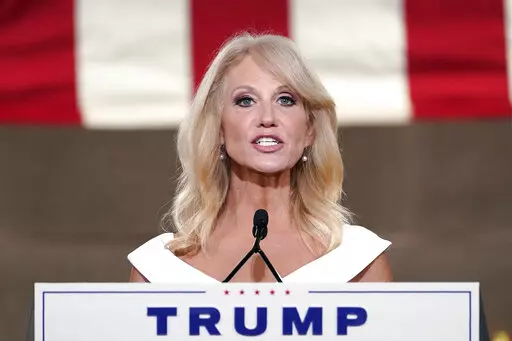 White House counselor Kellyanne Conway tapes her speech for the third day of the Republican National Convention from the Andrew W. Mellon Auditorium in Washington, Aug. 26, 2020. Republicans hoping to emerge from crowded primaries this year spent tens of thousands of dollars hiring operatives with ties to former President Donald Trump, including Conway, hoping those connections would give them a leg up on landing critical endorsements that would help them win.(AP Photo/Susan Walsh, File)