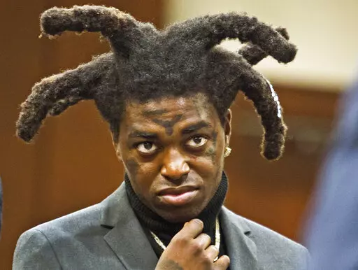 Rapper Kodak Black appears in court at the Florence County, South Carolina, courthouse in Florence, S.C., April 28, 2021. Los Angeles Police say four people were shot and wounded after a fight broke out outside a Los Angeles restaurant hosting a party that followed a Justin Bieber concert early morning Saturday, Feb. 12, 2022. Black is among several people involved in the brawl when shots rang out, sending everyone at the scene running for cover. Law enforcement sources told NBC News that Black,