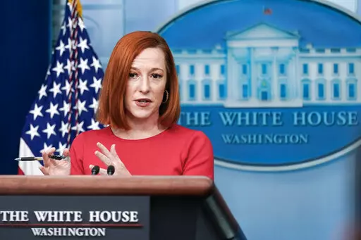 White House press secretary Jen Psaki speaks with reporters in the James Brady Press Briefing Room at the White House in Washington, Feb. 4, 2022. President Biden's administration has refused to share evidence for consequential national security claims in recent days, and officials have even accused reporters of siding with foreign propaganda. Administration officials would not reveal how they knew that Russia was plotting a false flag operation as a pretext to invade Ukraine. (AP Photo/Carolyn 