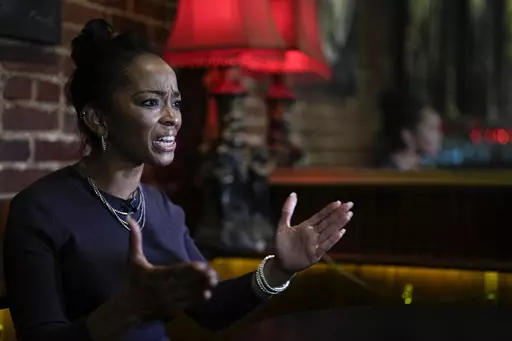 LaJoia Broughton, a 41-year-old small business owner, speaks during an interview at Goat's restaurant and Tavern on Tuesday, May 2, 2023, in Columbia, S.C. Black voters in South Carolina rescued Joe Biden’s bid for the presidency during the 2020 Democratic primary, and he rewarded them by moving the state to the head of the party’s nominating schedule. But two years into his presidency, interviews with more than a dozen Black voters representing a variety of ages and backgrounds reveal mixed