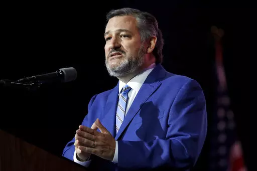 Sen. Ted Cruz, R-Texas, speaks during the Leadership Forum at the National Rifle Association Annual Meeting at the George R. Brown Convention Center Friday, May 27, 2022, in Houston. (AP Photo/Michael Wyke)