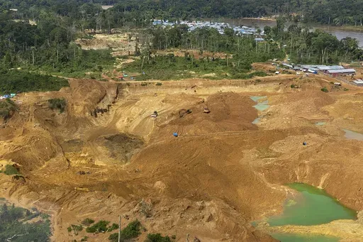 Deforestation is visible near the Muchacha mine in November 2020, near the Okapi Wildlife Reserve in Congo. (AP Photo)