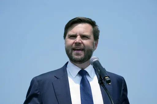 Republican vice presidential nominee Sen. JD Vance, R-Ohio speaks at a campaign event, Wednesday, Aug. 14, 2024, in Byron Center, Mich. (AP Photo/Carlos Osorio)