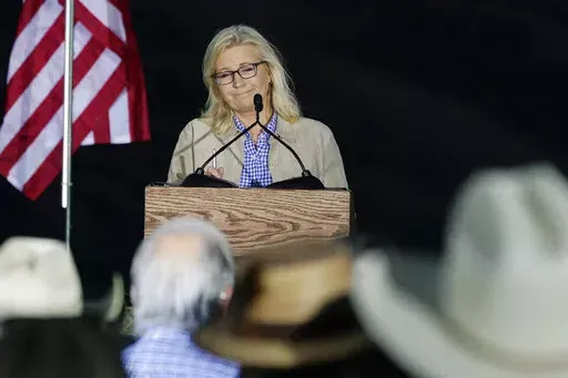 Rep. Liz Cheney, R-Wyo., speaks Tuesday, Aug. 16, 2022, at a primary Election Day gathering in Jackson, Wyo. Cheney lost to challenger Harriet Hageman in the primary. Cheney’s resounding election defeat marks an end of an era for the Republican Party. Her loss to Trump-backed challenger is the most high-profile political casualty yet as the GOP transforms into the party of Trump. (AP Photo/Jae C. Hong)