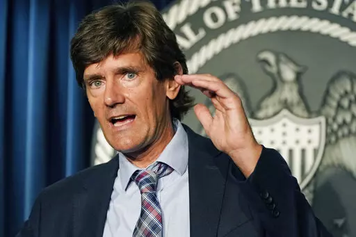 Mississippi State Health Officer Dr. Thomas Dobbs responds to a question during a news briefing regarding the state's COVID-19 response, Aug. 19, 2021, in Jackson, Miss. Dobbs will resign at the end of July, 2022 and he hopes to go back into teaching, the state Health Department announced Tuesday, March 8, 2022. (AP Photo/Rogelio V. Solis, File)