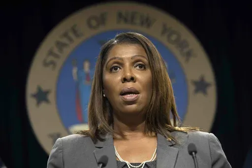 New York Attorney General Letitia James speaks during a news conference, in New York, June 11, 2019. (AP Photo/Mary Altaffer, File)