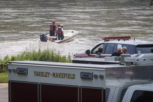 Yardley Makefield Marine Rescue leaves the Yardley boat ramp heading down the Delaware River on July 17, 2023, in Yardley, Pa. The family of a 2-year-old girl swept away along with another child by a flash flood that engulfed their vehicle on a Pennsylvania road is expressing gratitude at the discovery of a body believed to be hers. The body was found early Friday, July 22, in the Delaware River near a Philadelphia wastewater treatment plant about 30 miles (50 kilometers) from where Matilda Shei