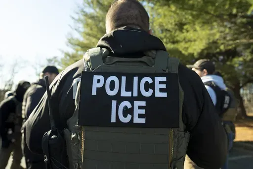 U.S. Immigration and Customs Enforcement Baltimore Field Officer director Matt Elliston listens during a briefing, Monday, Jan. 27, 2025, in Silver Spring, Md. (AP Photo/Alex Brandon)