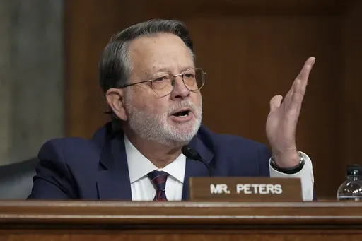 Sen. Gary Peters, D-Mich., speaks during the Senate Armed Services Committee confirmation hearing for Pete Hegseth, President-elect Donald Trump's choice to be Defense secretary, at the Capitol in Washington, Jan. 14, 2025. (AP Photo/Ben Curtis, File)