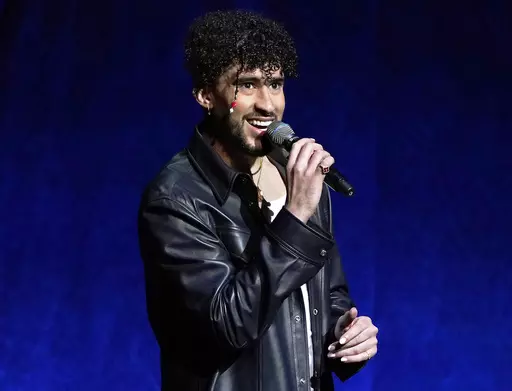 Bad Bunny speaks at the Sony Pictures Entertainment presentation at CinemaCon 2022 in Las Vegas on April 25, 2022. The global music industry surpassed one trillion streams in a calendar year, Luminate's 2023 Midyear Report has found. Global streams are also up 30.8 percent from last year, reflective of an increasingly international music marketplace. (AP Photo/Chris Pizzello, File)