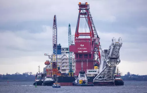 File photo shows tugboats get into position on the Russian pipe-laying vessel "Fortuna" in the port of Wismar, Germany, Jan.14, 2021. The special vessel is being used for construction work on the German-Russian Nord Stream 2 gas pipeline in the Baltic Sea.U.S. President Joe Biden says that if Russia launches an invasion of Ukraine, the Nord Stream 2 gas pipeline is history. The 10 billion-euro undersea pipeline from Russia direct to Germany has become a major issue in attempts by Western governm