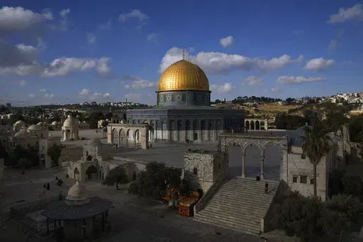 A view of the Dome of the Rock shrine at the Al Aqsa Mosque compound in Jerusalem's Old City Tuesday, June 21, 2022. When Israel struck an agreement to establish diplomatic ties with the United Arab Emirates in 2020, but two years after an expected windfall of Gulf Arab tourists to Israel has been little more than a trickle. (AP Photo/Mahmoud Illean, File)