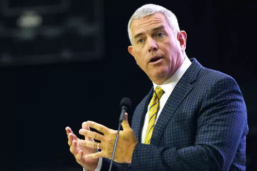 Republican House Speaker Philip Gunn of Clinton, speaks before the business leaders at the Mississippi Economic Council's annual "Hobnob Mississippi" in Jackson, Miss., Thursday, Oct. 27, 2022. Gunn spoke of the Legislature working together to raise the salaries of public school teachers and its residual effect of helping retain veteran teachers in the state. (AP Photo/Rogelio V. Solis)