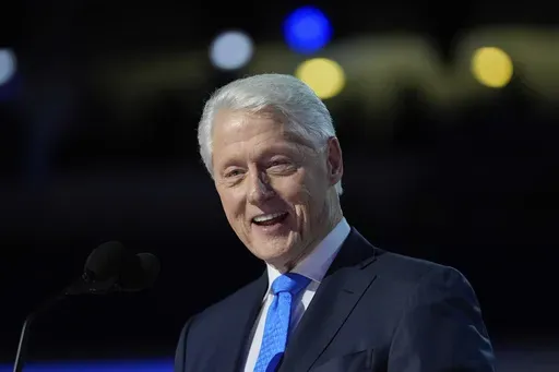 Former President Bill Clinton speaks during the Democratic National Convention, Aug. 21, 2024, in Chicago. (AP Photo/Paul Sancya, File)