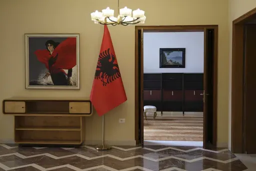 An interior view of Villa 31 where the late communist dictator Enver Hoxha, once a symbol of totalitarian rule used to live, in Tirana, Albania, Friday, Feb. 7, 2025. (AP Photo/Vlasov Sulaj)